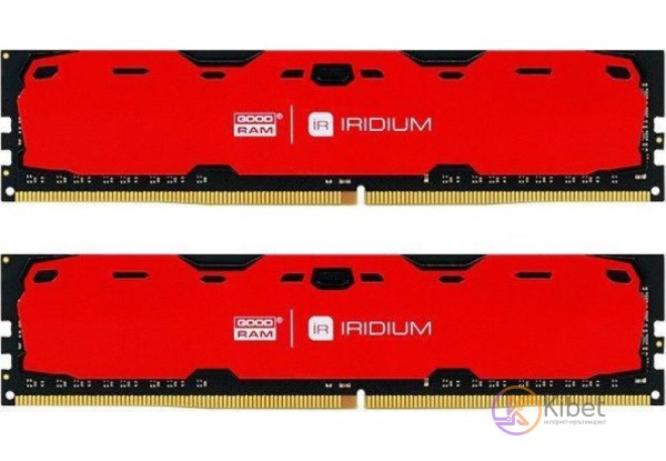 Модуль памяти 4Gb x 2 (8Gb Kit) DDR4, 2400 MHz, Goodram Iridium, Red, 15-15-15,