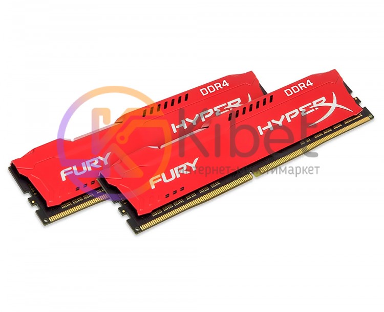 Модуль памяти 8Gb x 2 (16Gb Kit) DDR4, 2933 MHz, Kingston HyperX Fury, Red, 17-1