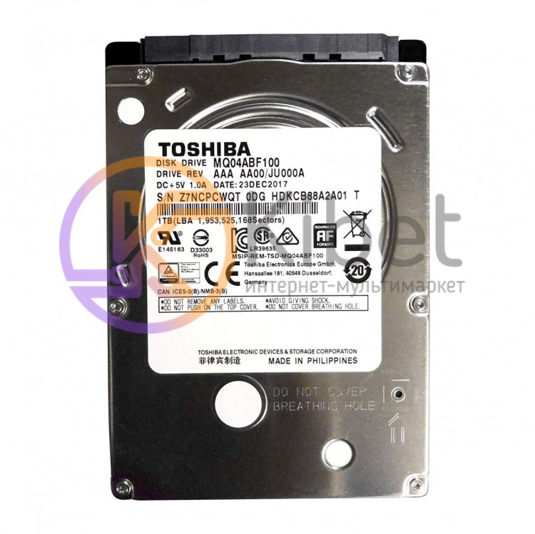 Жесткий диск 2.5' 1Tb Toshiba, SATA3, 8Mb, 5400 rpm (MQ04ABF100)