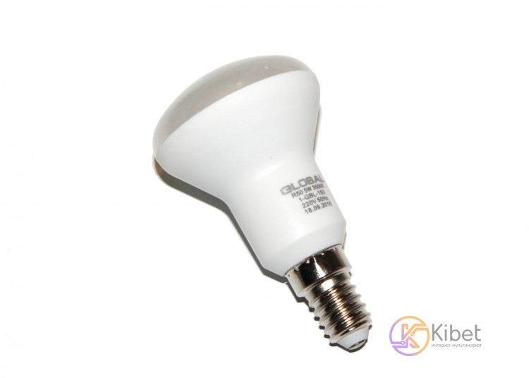 Лампа светодиодная E14, 5W, 3000K, R50, Global, 450 lm, 220V (1-GBL-153)