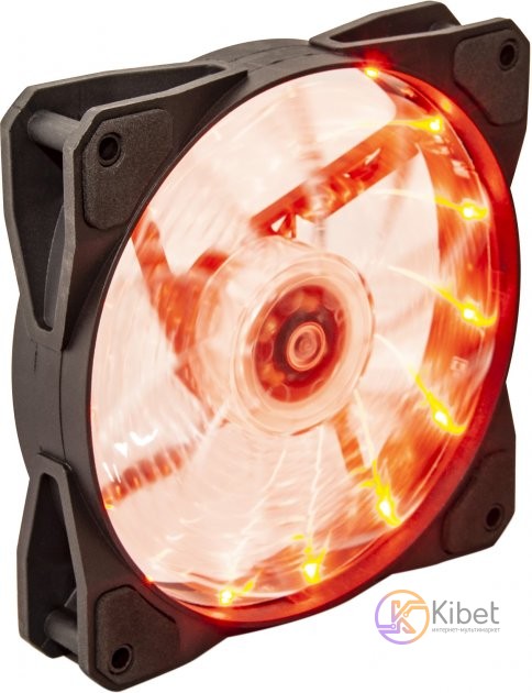 Вентилятор 120 мм, Frime 'Iris', Black, 120х120х25 мм, Orange LED подсветка (15