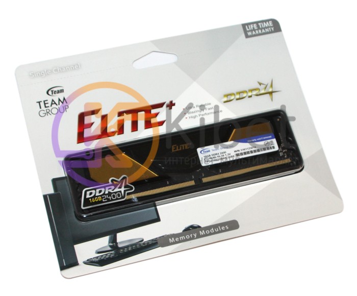 Модуль памяти 16Gb DDR4, 2400 MHz, Team Elite Plus, Gold Black, 16-16-16-36, 1.2