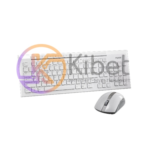 Комплект Rapoo 8200p White, Optical, Wireless, мультимедийная клавиатура+мышь