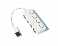Концентратор USB 2.0 Lapara LA-SLED4 white 4 порта с 4-мя выключателеми ON OFF