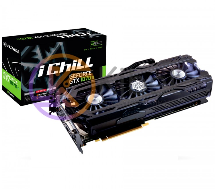 Видеокарта GeForce GTX1070Ti OC, Inno3D, iChill X4, 8Gb DDR5, 256-bit, DVI HDMI