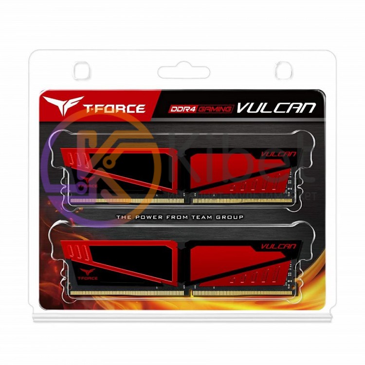 Модуль памяти 8Gb x 2 (16Gb Kit) DDR4, 2666 MHz, Team Vulcan, Red, 15-17-17-35,