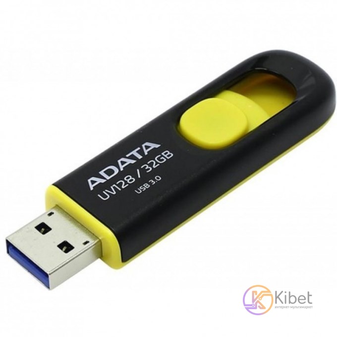 USB 3.0 Флеш накопитель 32Gb A-Data UV128 Black-Yellow AUV128-32G-RBY