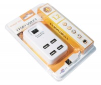 Концентратор USB 2.0, 4 ports, White, 480 Mbps, с кнопкой-выключателем model:p-1