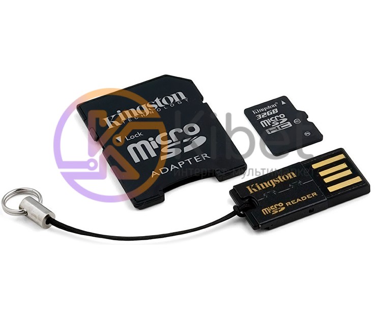 Карта памяти microSDHC, 32Gb, Class10, Kingston, Mobility Kit Gen2 (SD адаптер +