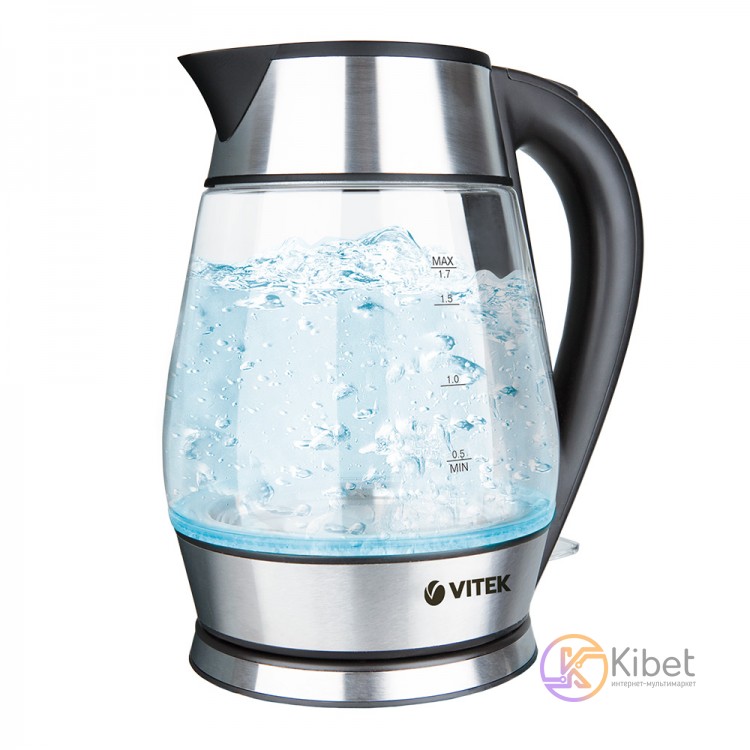 Чайник Vitek VT-7037, Black, 2200W, 1.7 л, пластик, дисковый, индикация включени