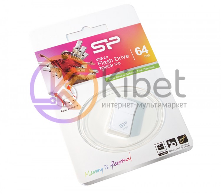USB Флеш накопитель 64Gb Silicon Power Touch T08 White, SP064GBUF2T08V1W