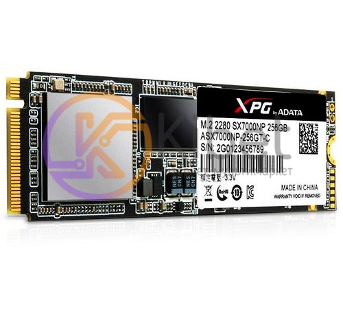 Твердотельный накопитель M.2 256Gb, A-Data XPG SX7000, PCI-E 4x, TLC 3D V-NAND,