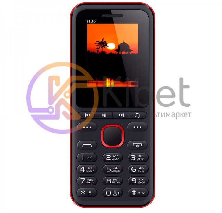 Мобильный телефон Nomi i186 Black-Red, 2 Sim, 1.77' (128x160) TFT, microSD (max