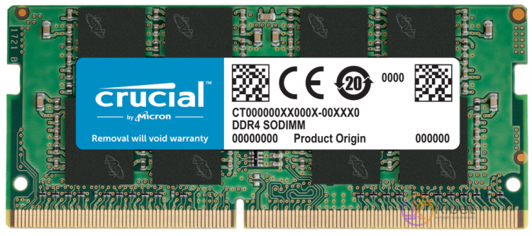Модуль памяти SO-DIMM, DDR4, 16Gb, 3200 MHz, Crucial, 1.2V, CL22 (CT16G4SFRA32A)