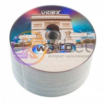 Диск DVD-R 50 Videx 'World Арка', 4.7Gb, 16x, Bulk Box