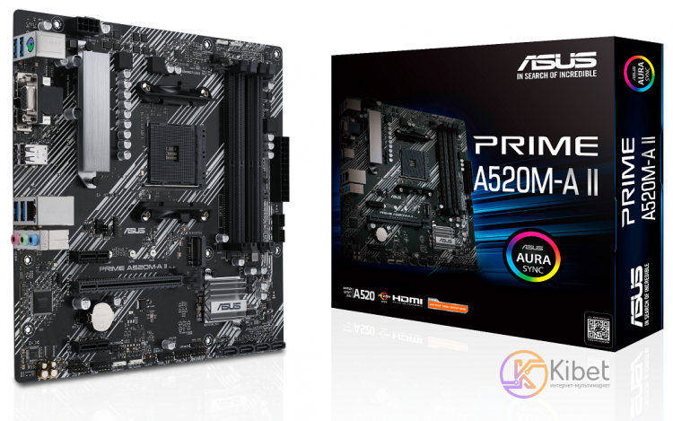 Материнская плата AM4 (A520) Asus PRIME A520M-A II, A520, 4xDDR4, Int.Video(CPU)