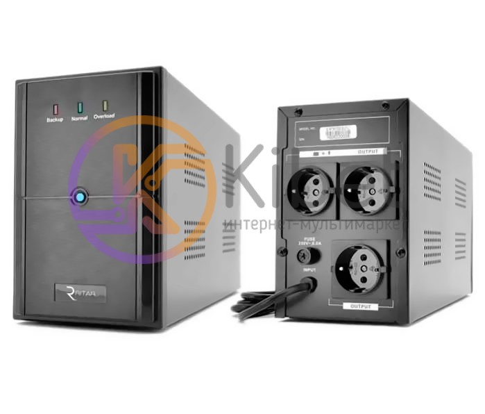 ИБП Ritar E-RTM1000 (600W) ELF-D, LED, AVR, 5st, 3xSCHUKO socket, 2x12V7Ah, meta