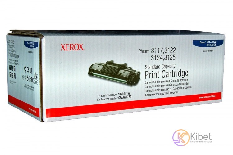 Картридж Xerox 106R01159, Black, Phaser 3117 3122 3124 3125, 3k, OEM
