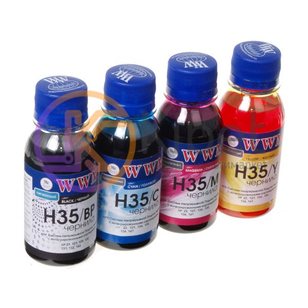 Комплект чернил WWM HP H35 BP, H35 C, H35 M, H35 Y, 100 мл (H35SET-2)