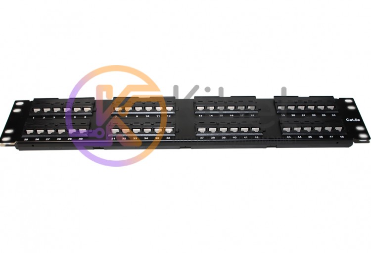 Патч-панель Ritar, 48 порта, Cat.5e, UTP, Dual Type IDC, Black, 2U