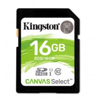 Карта памяти SDHC, 16Gb, Class10 UHS-I, Kingston Canvas Select (SDS 16GB)