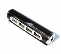 Концентратор USB 2.0 Lapara LA-USB22-ALU black, 4 порта USB 2.0 с блоком питания