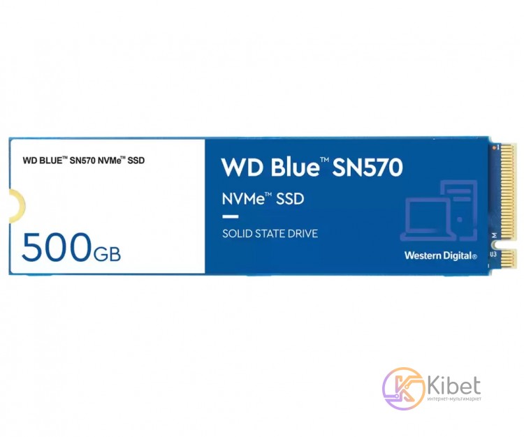 Твердотельный накопитель M.2 500Gb, Western Digital Blue SN570, PCI-E 3.0 x4, 3D