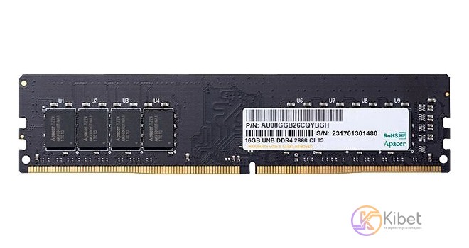 Модуль памяти 16Gb DDR4, 2666 MHz, Apacer, CL19, 1.2V (AU16GGB26CQYBGH)
