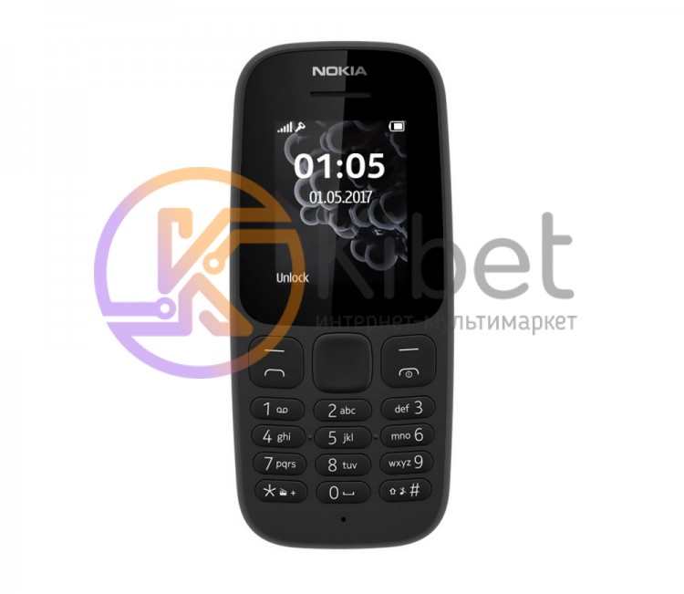 Мобильный телефон Nokia 105 Duos Black, 2 Sim, 1,77' (160х120) TFT, no Cam, no G