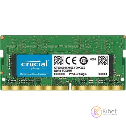 Модуль памяти SO-DIMM, DDR4, 8Gb, 3200 MHz, Crucial, 1.2V, CL22 (CT8G4SFS832A)