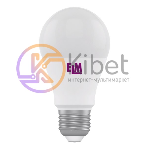 Лампа светодиодная E27, 12W, 3000K, B60, ELM, 950 lm, 220V (18-0094)