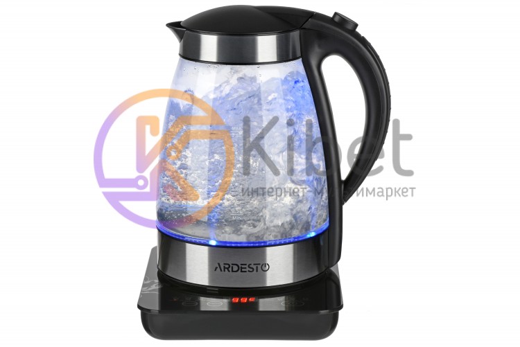 Чайник Ardesto EKL-1311HB Black, 1800W, 1.8 л, дисковый, стекло, индикатор уровн