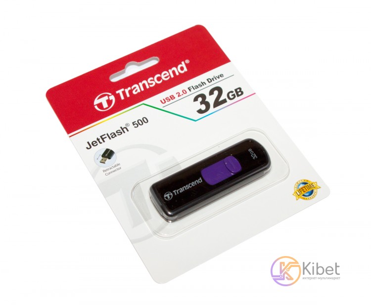 USB Флеш накопитель 32Gb Transcend 500 Black-Purple 21 10Mbps TS32GJF500