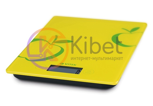 Весы кухонные Vitek VT-2400 Yellow, электронные, точность до 1 г, максимальный в