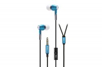 Наушники 2E S2 Metal Skin Mic, Blue, Mini jack (3.5 мм), вакуумные, кабель 1.2 м