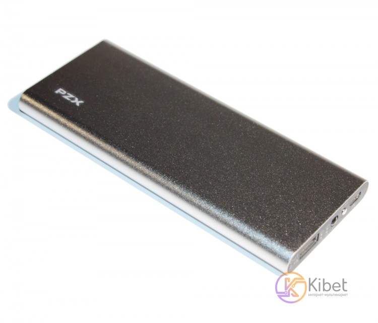 Универсальная мобильная батарея 11200 mAh, PZX, Silver, 1xUSB, 1A, кабель USB -