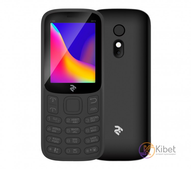Мобильный телефон 2E E180 2019, Black, Dual Sim (Mini-SIM), 2G, 1.77'' (TN, 128x