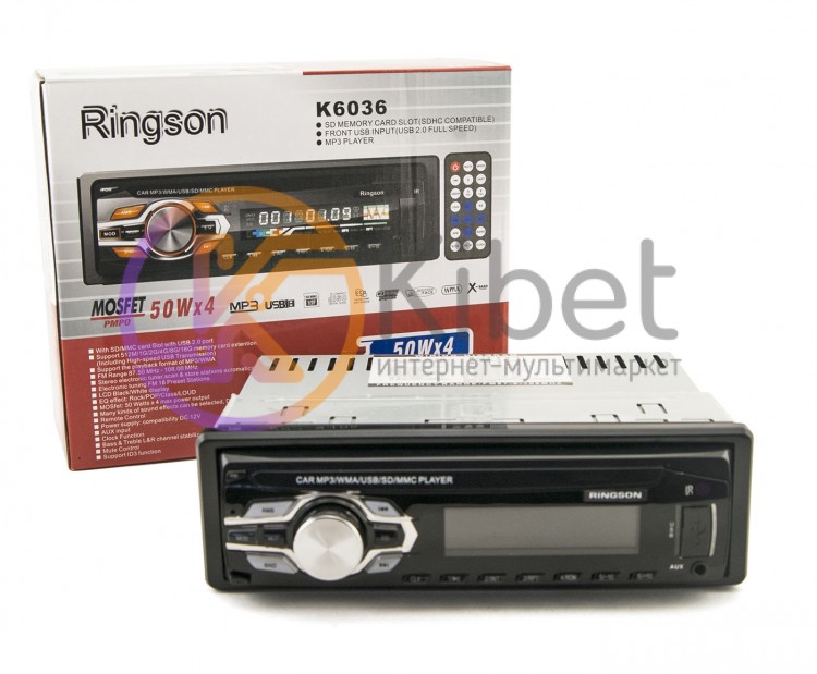 Автомагнитола Ringson 6036 USB, 1 Din, подсветка Red
