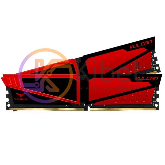 Модуль памяти 4Gb x 2 (8Gb Kit) DDR4, 2400 MHz, Team T-Force Vulcan, Red, 14-15-