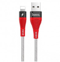 Кабель USB - Lightning, Hoco Unswerving steel braided, 1.2M, U32, Black-Red