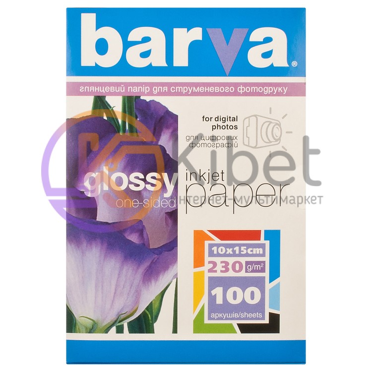 Фотобумага Barva, глянцевая, A6 (10x15), 230 г м?, 100 л, серия 'Original' (IP-C