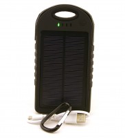 Универсальная мобильная батарея 12000 mAh, Power Bank, Black, солнечная панель (