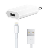 Сетевое зарядное устройство iP 2-in-1, White, 5V 1A, кабель USB - iPhone5, B
