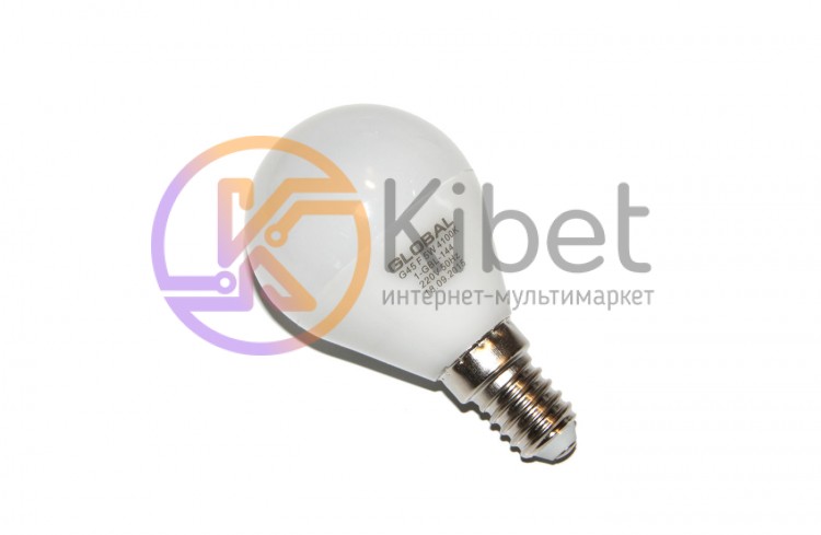 Лампа светодиодная E14, 5W, 4100K, G45, Global, 400 lm, 220V (1-GBL-144)