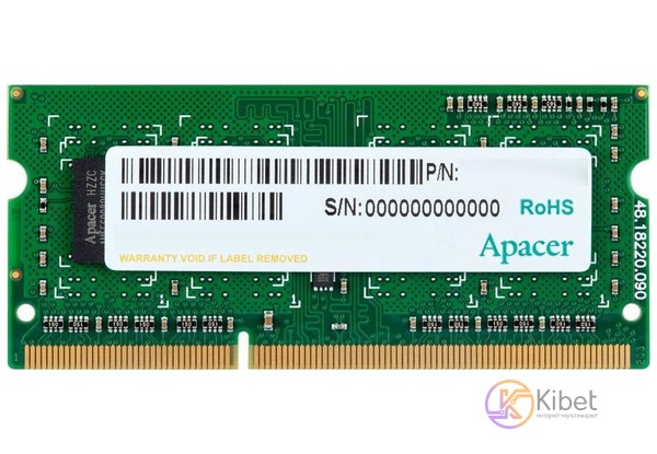 Модуль памяти SO-DIMM, DDR3, 8Gb, 1333 MHz, Apacer, 1.5V (DS.08G2J.K9M)