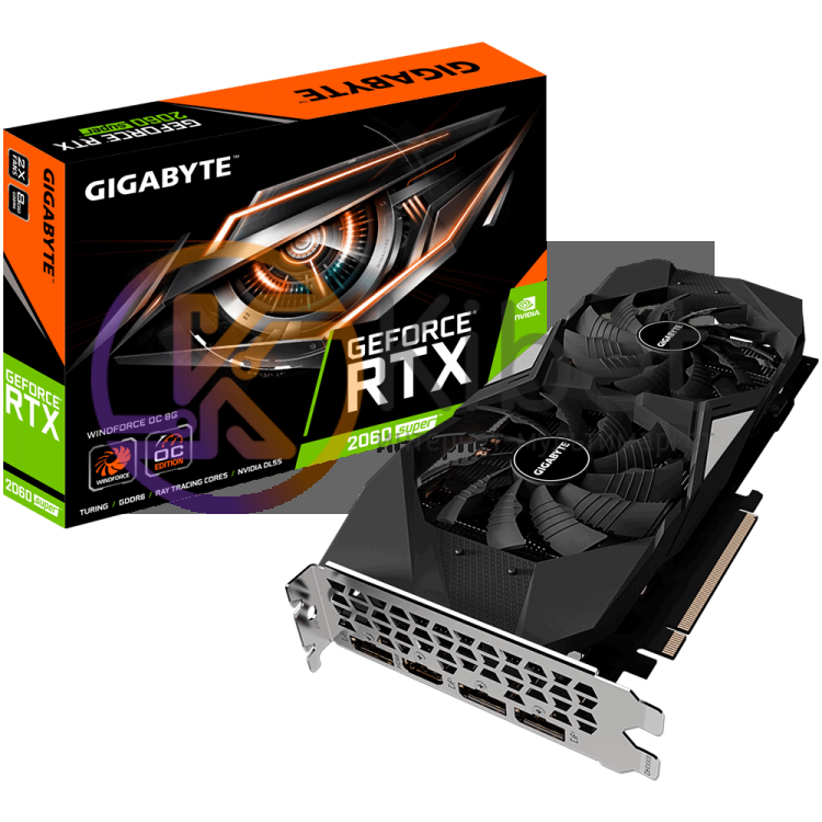 Видеокарта GeForce RTX 2060 SUPER, Gigabyte, WINDFORCE OC, 8Gb DDR6, 256-bit, HD