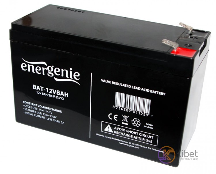 Батарея для ИБП 12В 8Ач EnerGenie BAT-12V8AH 12V 8.0Ah 151х65х100 мм