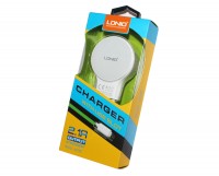 Сетевое зарядное устройство LDNIO, White, 2xUSB, 2.1A, кабель USB - microUSB (