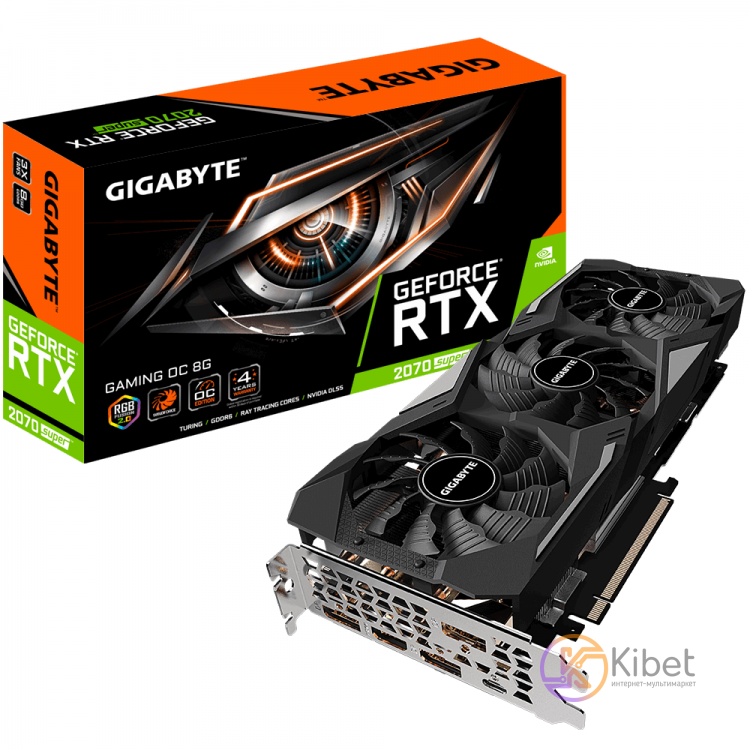 Видеокарта GeForce RTX 2070 SUPER, Gigabyte, GAMING OC, 8Gb DDR6, 256-bit, HDMI