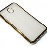 Накладка силиконовая для смартфона Samsung J730 прозрачная, с окантовкой, золото